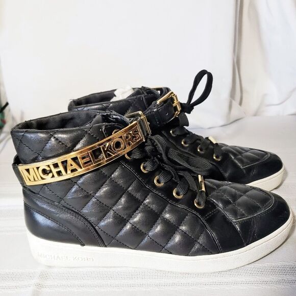 Shoes - Michael Kors Black & Gold Leather Uppers